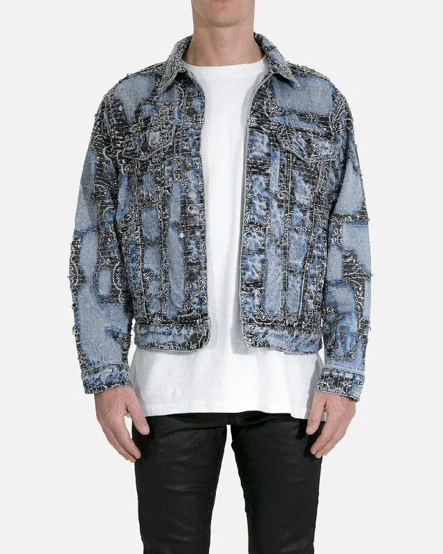 MNML Boro Paisley Trucker Jacket Blue/Black