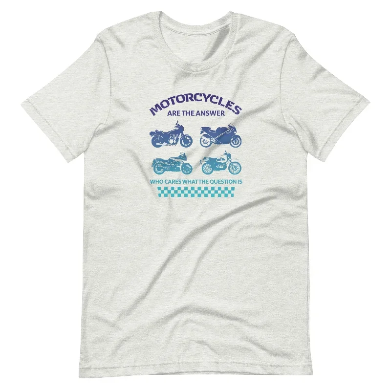 ""Motorcycles Are the Answer"" Tee Shirt - Blue Gradient