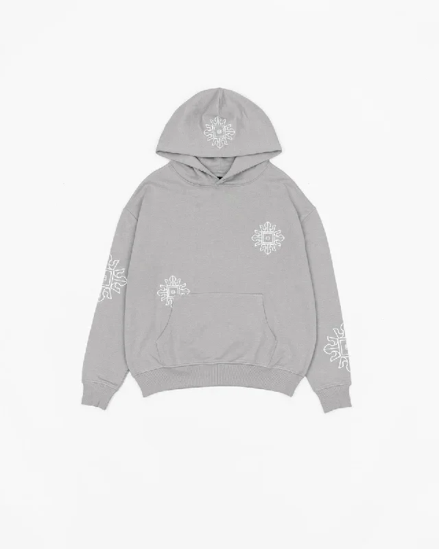 Multi Emblem Hooded Pullover - Grey