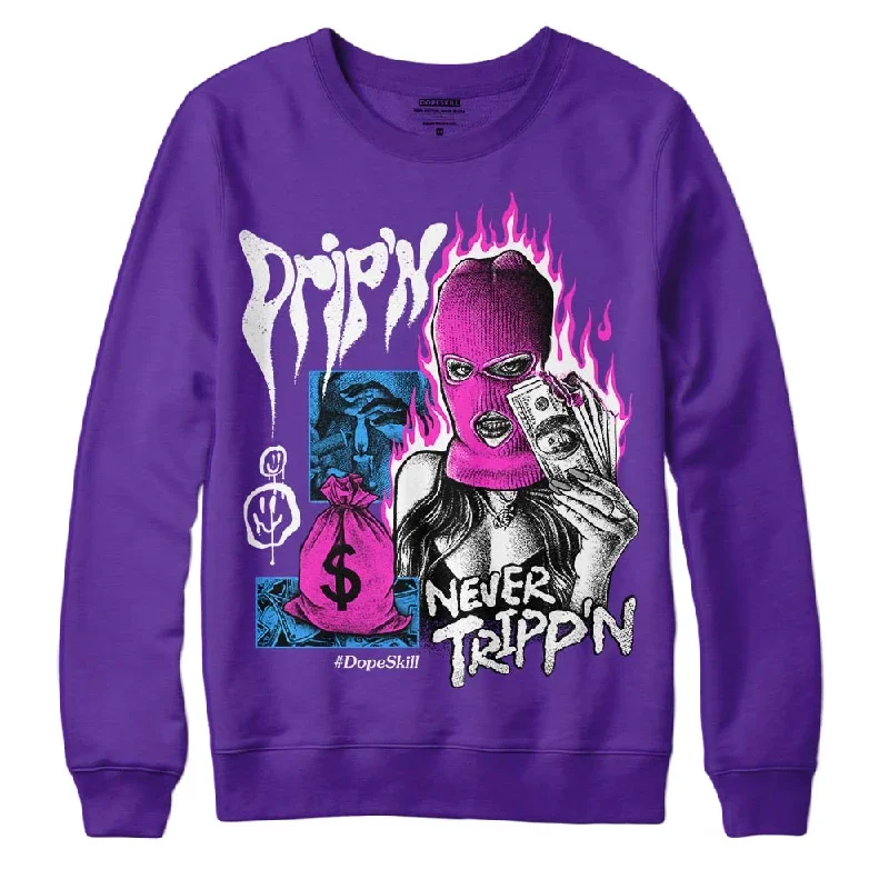 PURPLE Collection DopeSkill Purple Sweatshirt Drip'n Never Tripp'n Graphic