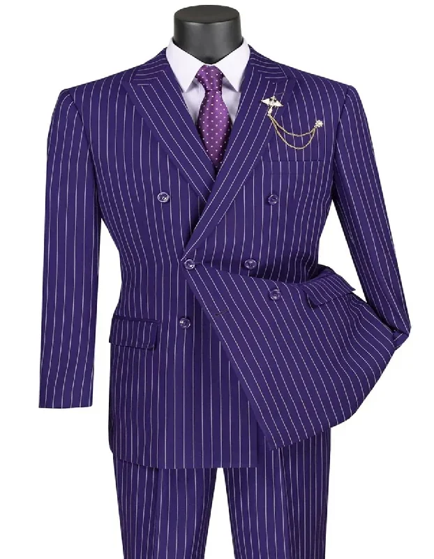 Purple Prom Suit - Purple Prom Outfit - Pinstripe Wide  Purple Prom  Tuxedo