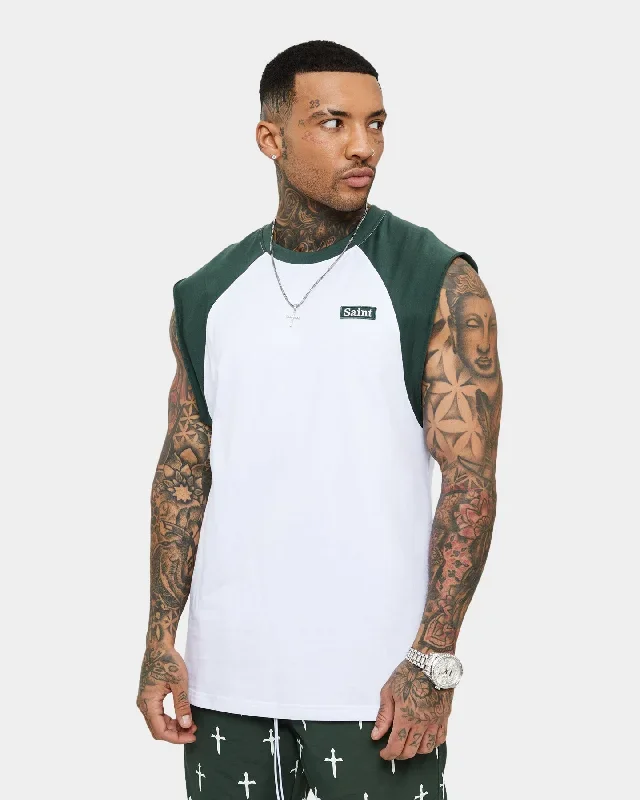 Saint Morta Numeraire Raglan Muscle T-Shirt Dark Green/White