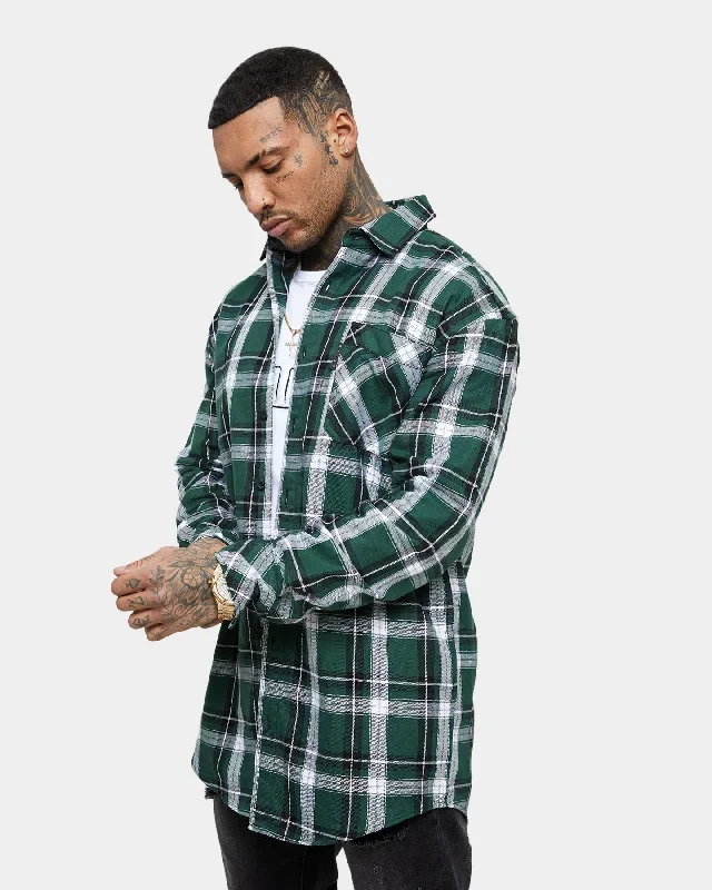 Saint Morta Prima Long Sleeve Flannel Shirt Dark Green/Black