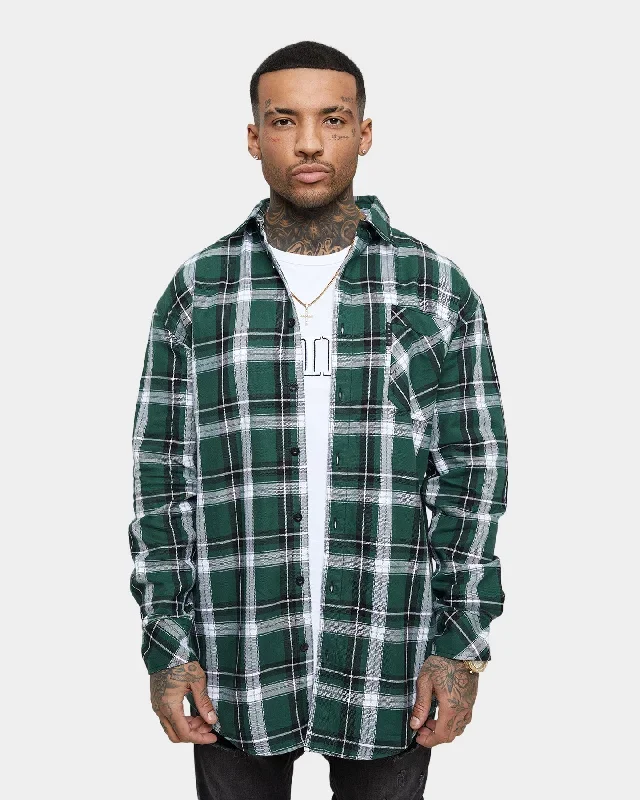 saint-morta-prima-long-sleeve-flannel-shirt-dark-green-black