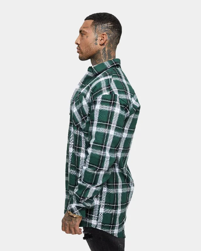 saint-morta-prima-long-sleeve-flannel-shirt-dark-green-black