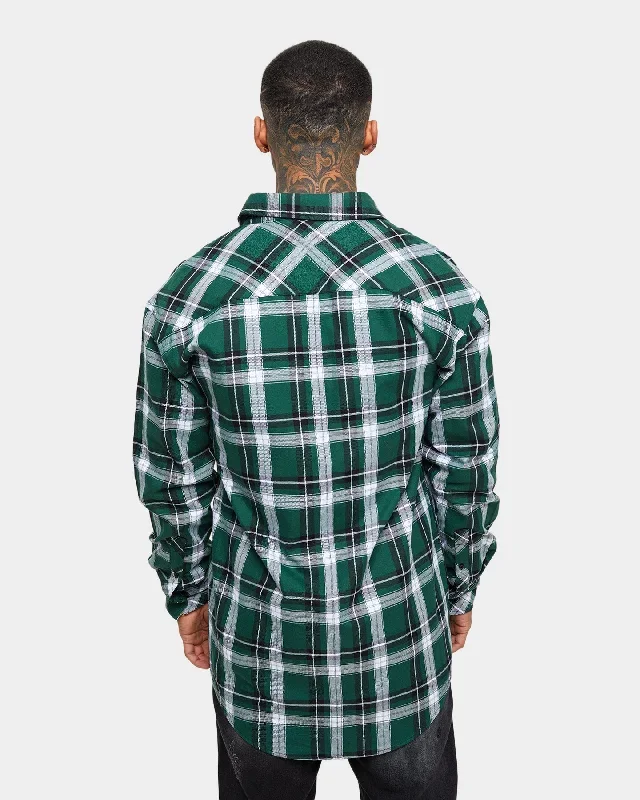 saint-morta-prima-long-sleeve-flannel-shirt-dark-green-black