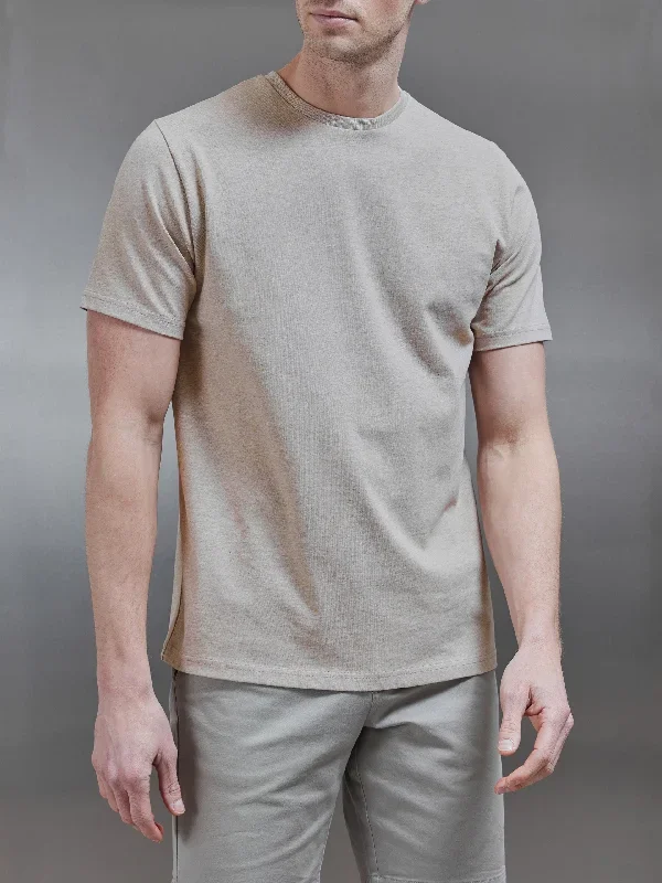 Slim Fit Cotton T-Shirt in Oatmeal