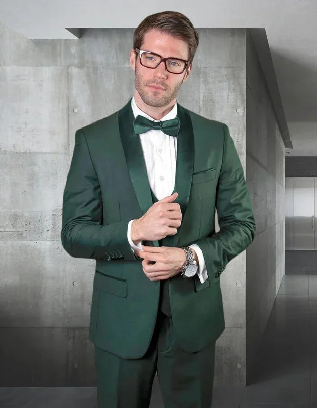 Statement Men's Hunter Green Shawl Vested Tuxedo