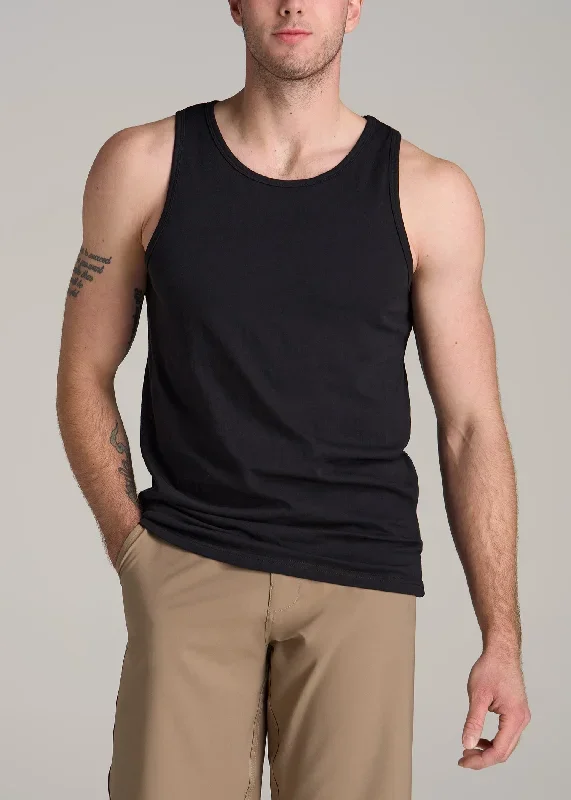 The Essentials: Men's Tall SLIM-FIT Beach Tank Top in Black