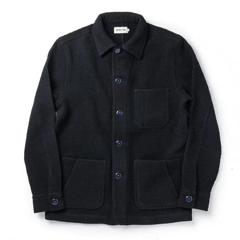 The Ojai Jacket in Navy Waffle Wool