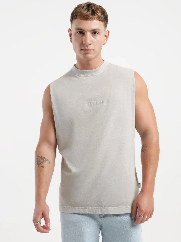 Tonal Logo Muscle Top in Ecru