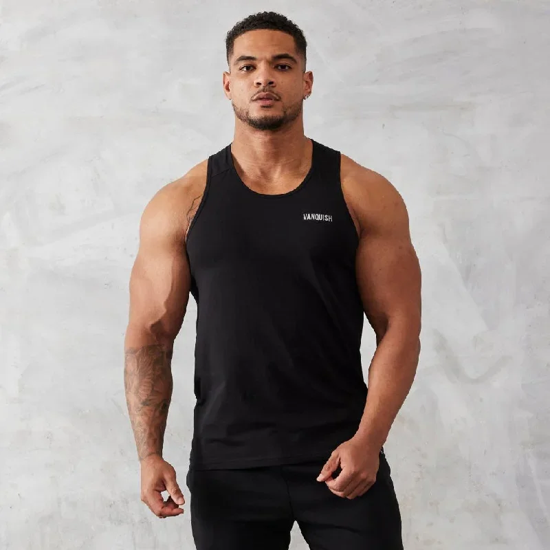 Vanquish Essential Black Regular Fit Tank Top