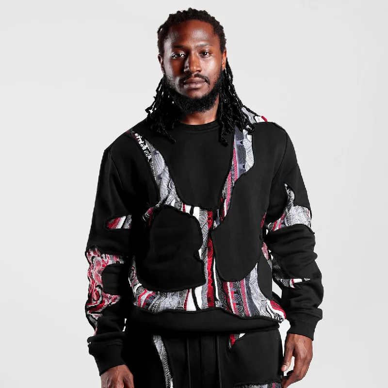 COOGI Sweater Patched Fleece Crew-Black-Red